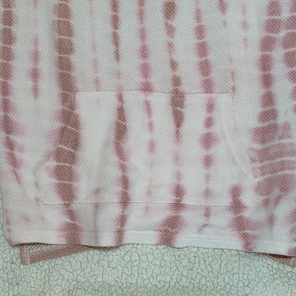 Ocean Drive Hoodie Womens Medium Pink White Tie Dye Knit Pullover Boho Coastal